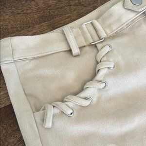 Suede Lace-Up Women’s Shorts in Beige